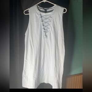 Light blue open front dress